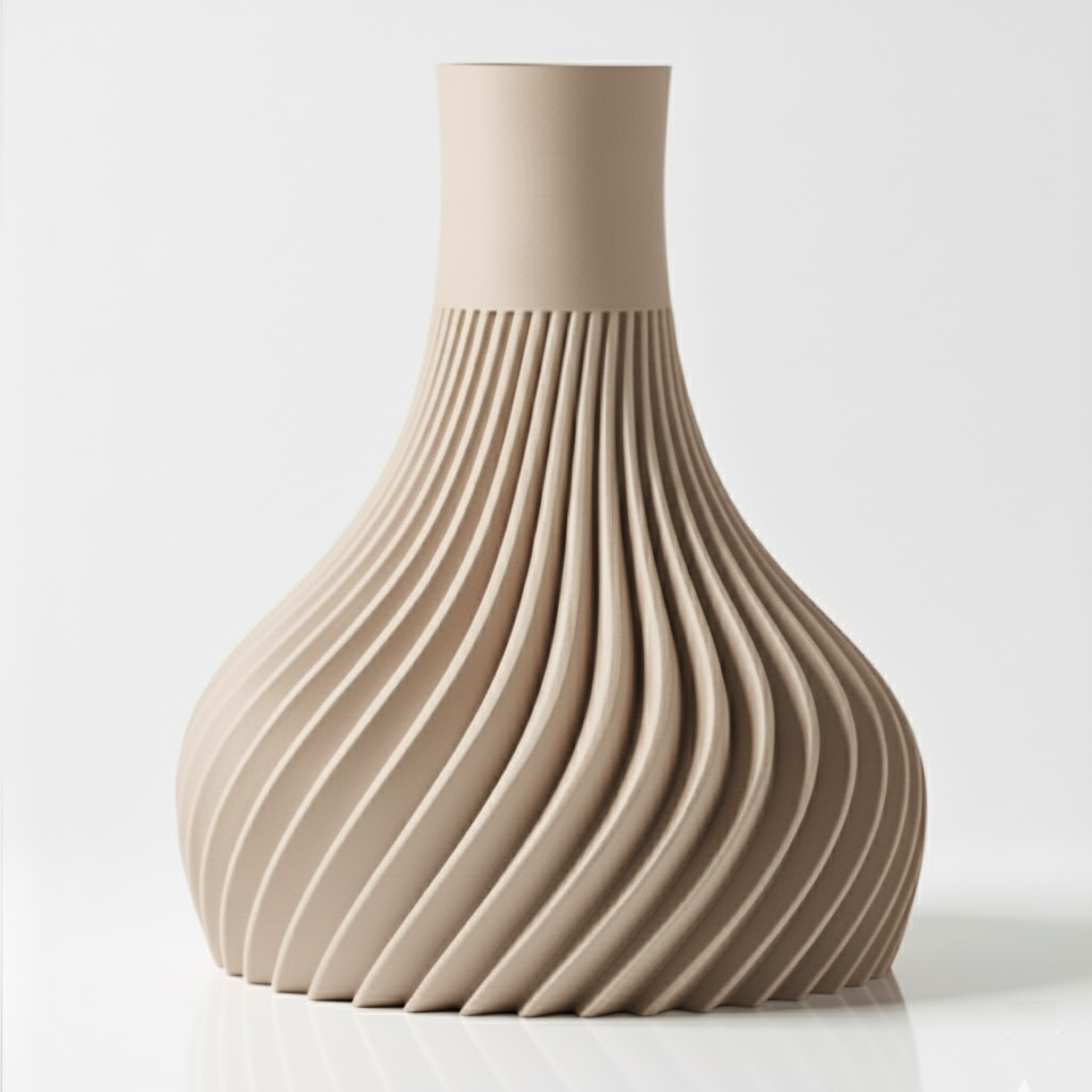 The Ridged Vase - Beige.webp