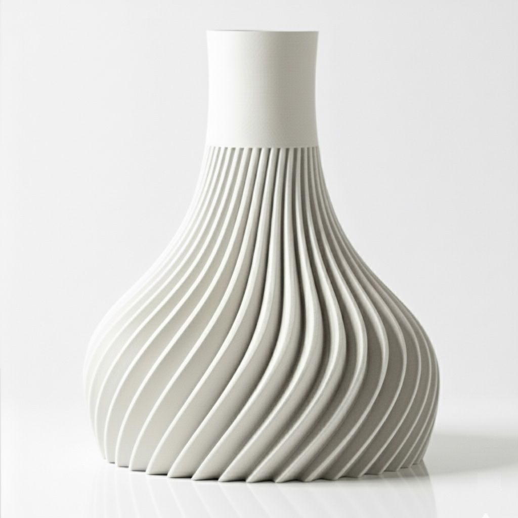 The Ridged Vase - White.webp