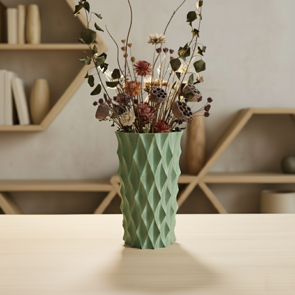 [VA-005-SM-WH] The Diamond Flower Vase (Small, White)