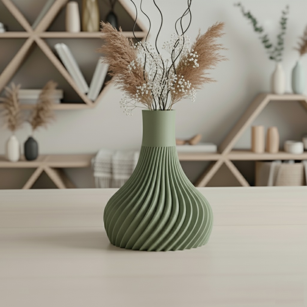 [VA-010-SM-WH] The Ridged Vase (Small, White)